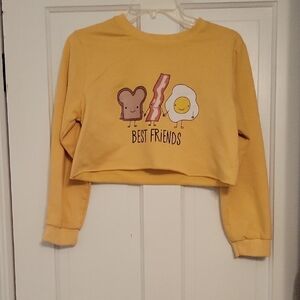 Yellow Best Friends Cropped Sweatshirt